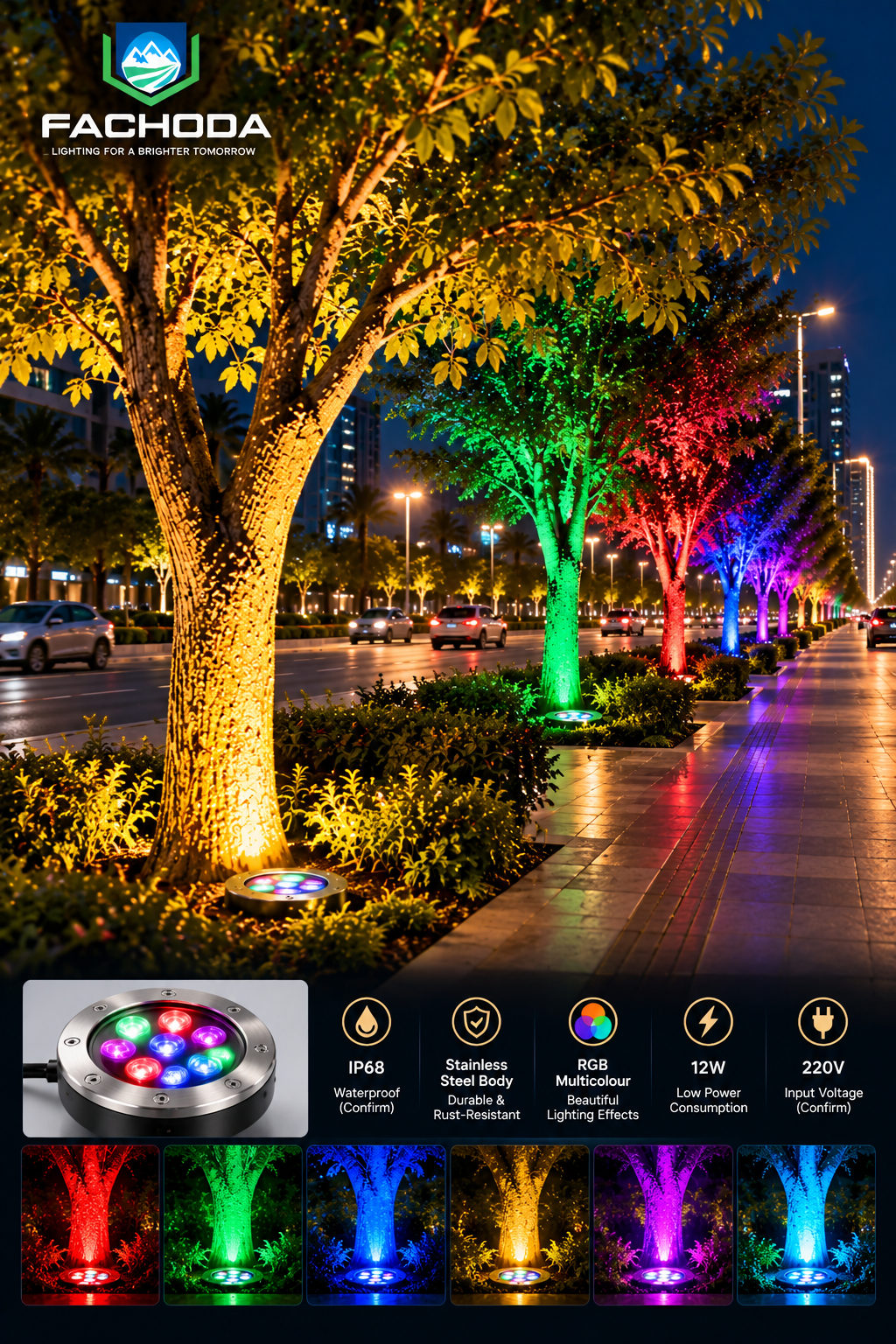 12W RGB Fountain LED Light – Colourful Water Feature Lighting | Fachos