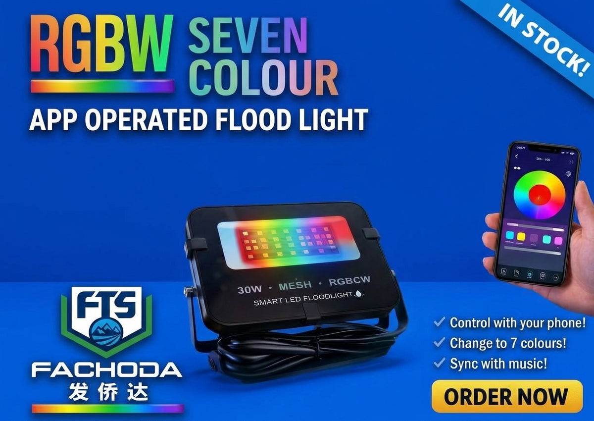 30W RGBW Smart LED Floodlight – App Controlled Indoor & Outdoor Lighting