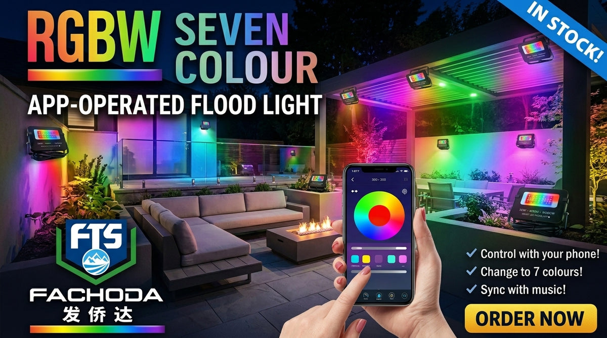 30W RGBW Smart LED Floodlight – App Controlled Indoor & Outdoor Lighting