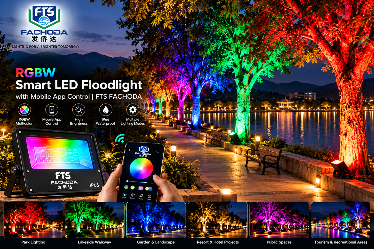 30W RGBW Smart LED Floodlight – App Controlled Indoor & Outdoor Lighting