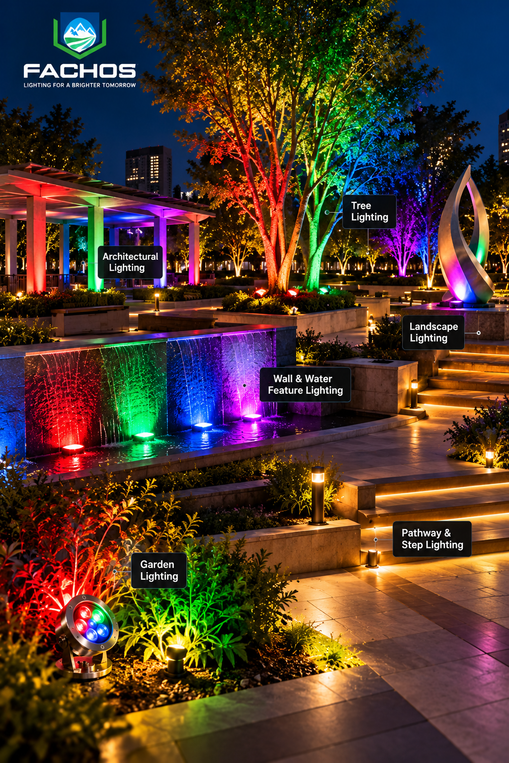 12W RGB Fountain LED Light – Colourful Water Feature Lighting | Fachos