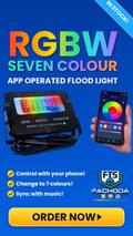 30W RGBW Smart LED Floodlight – App Controlled Indoor & Outdoor Lighting